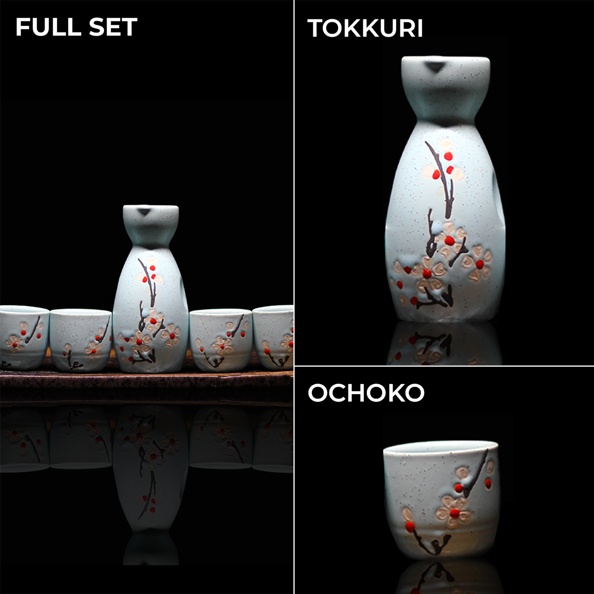 Melbify Japanese Ceramic Sake Serving Set | 1 Pot + 4 Cups| Pot(180 ml) & Cup(45 ml)| Tokkuri Carafe & Cups | Sake Glasses for Drinking | Gift Packing