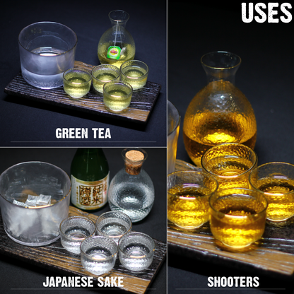 Japanese Sake Glass Set with Chiller Bowl | 6 Pcs Set | Bowl(600ml),Carafe(300ml) & 4 Cups(60 ml)