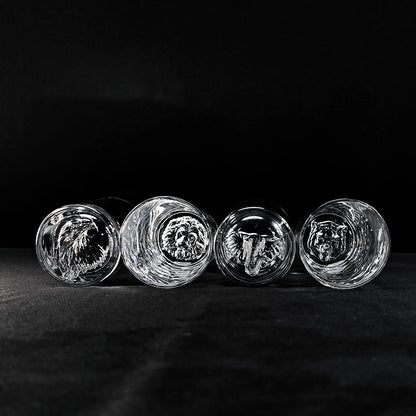 Melbify Animal Pattern Cocktail Glasses | 380 ML | Set of 4 | Premium | Drinking Highball Glass for Cocktails, Mojito, Juice, Water,Beer & Mixed Drinks | Gift Set