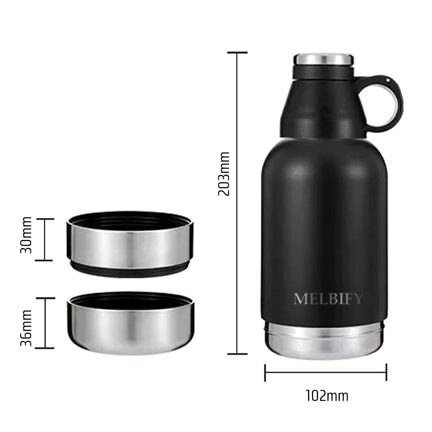 Melbiflask Insulated Vacumm Flask Bottle 1 Ltr ( Black)