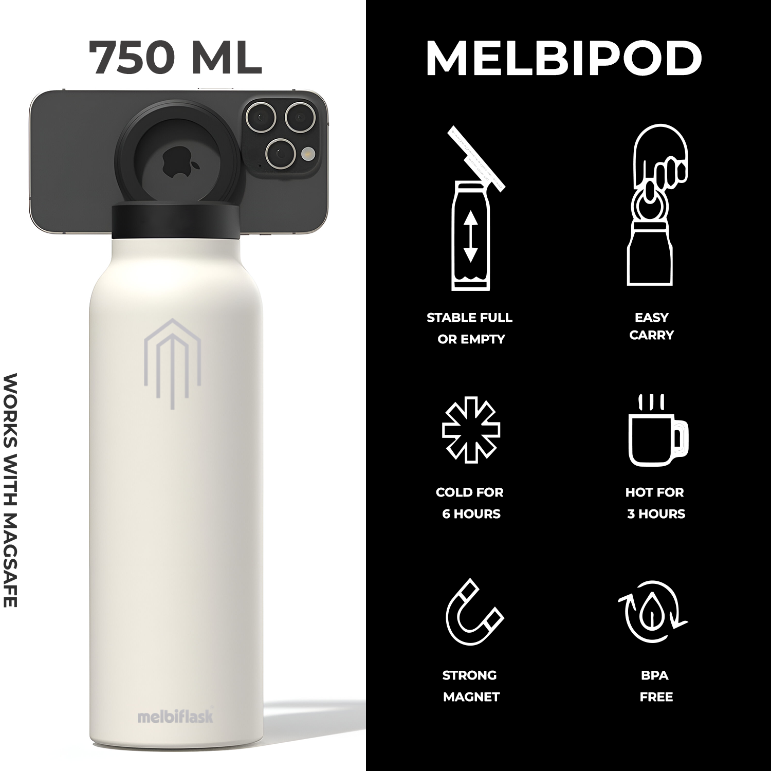 Melbipod White - melbiflask