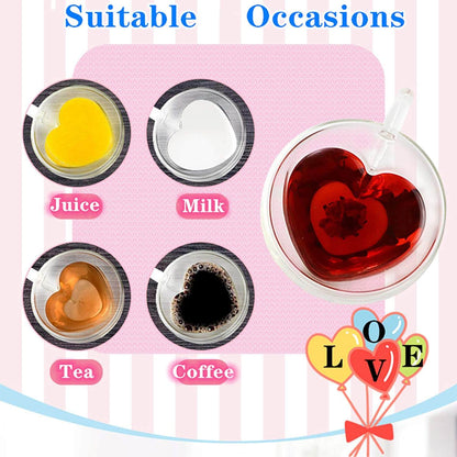 Heart Shaped Tea Glass Set of 2,100 ml melbify